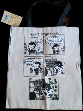 NEW Cartoon Panel Canvas Tote Bag. Barnes & Noble. Measures 15x16.5".